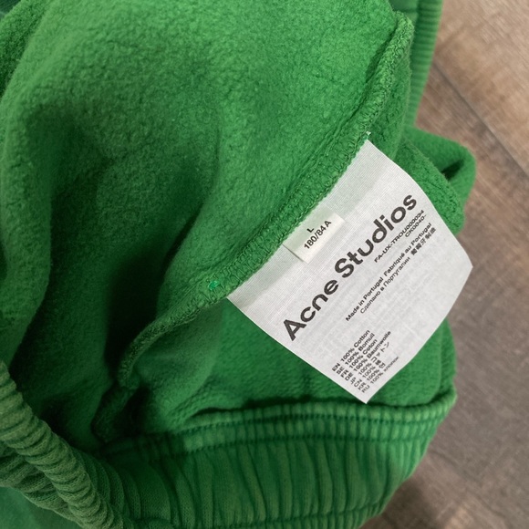 Acne Studios faded green appliqué cotton jersey track pant sweatpants - Picture 4 of 7